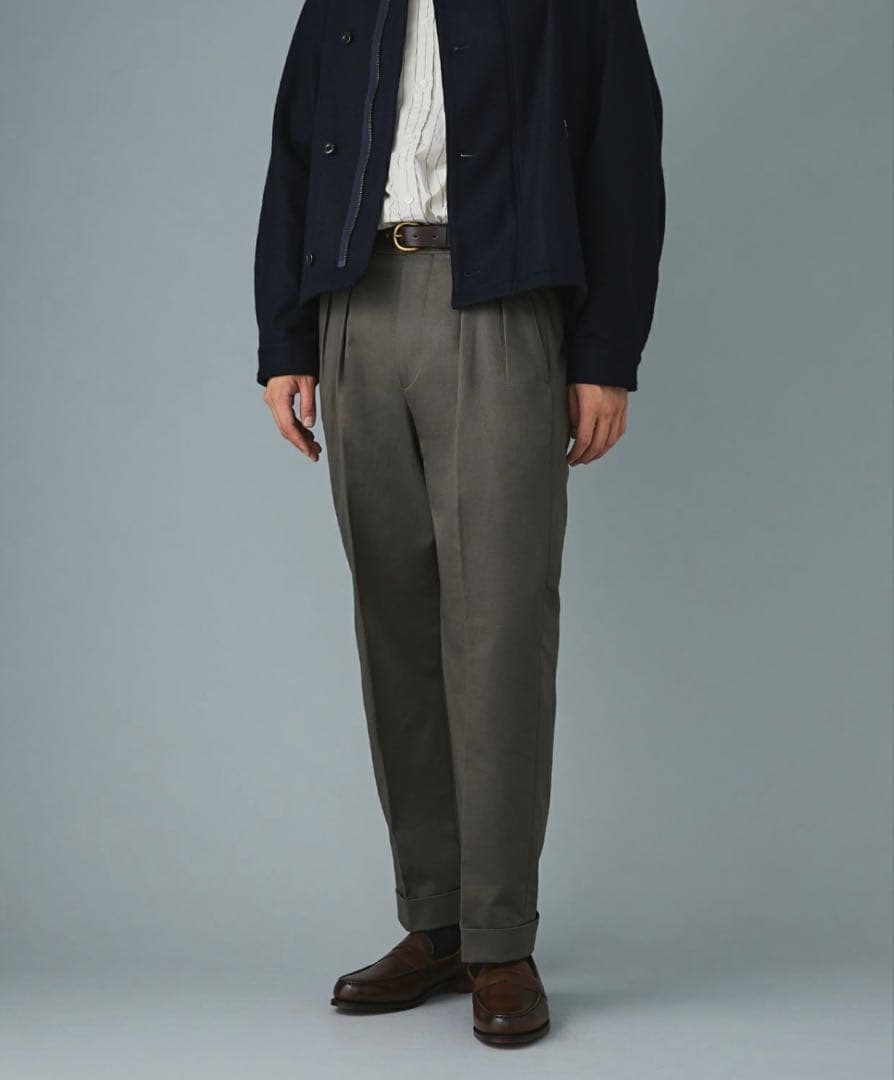 BRITISH MADE【オフィサーパンツ ポーツマス】カーキグレー Lサイズ