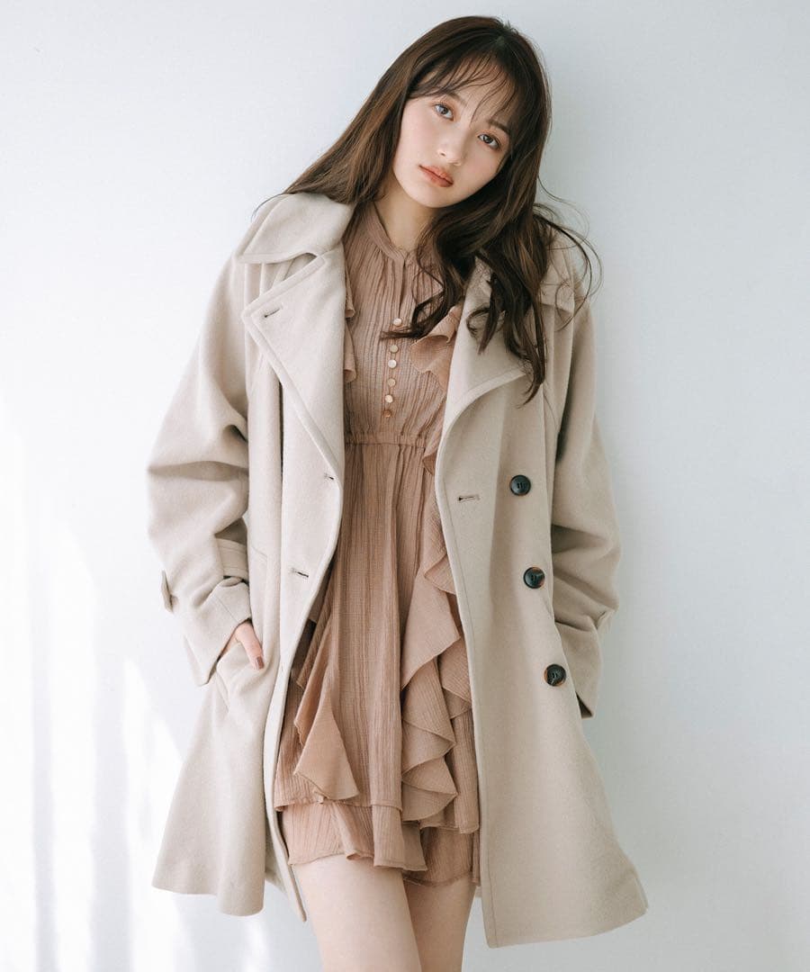 coco deal ココディール　ミドル丈ウールトレンチコート　ベージュ