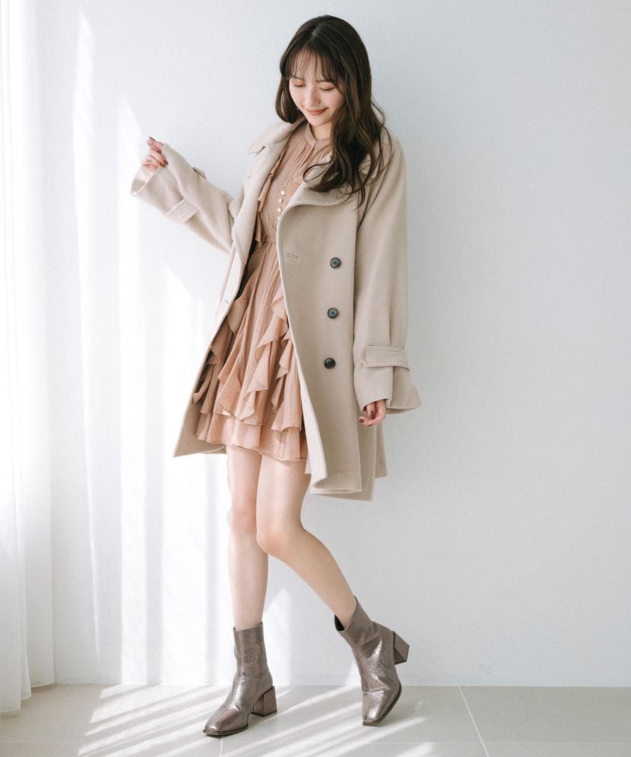 coco deal ココディール　ミドル丈ウールトレンチコート　ベージュ
