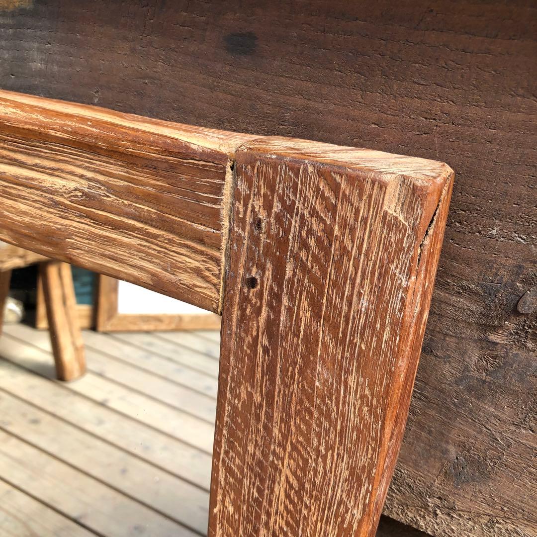 オールドチーク材の壁掛け鏡 80cm&60cm 2枚セット 無垢木製フレーム