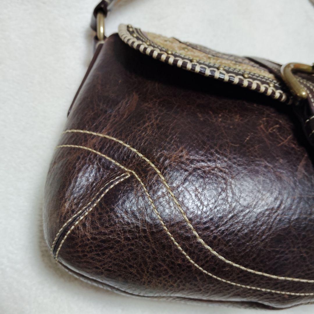 コーチ　ソーホー　ワンショルダーバッグ　スウェード　スタッズ　レザー　Y2K　茶