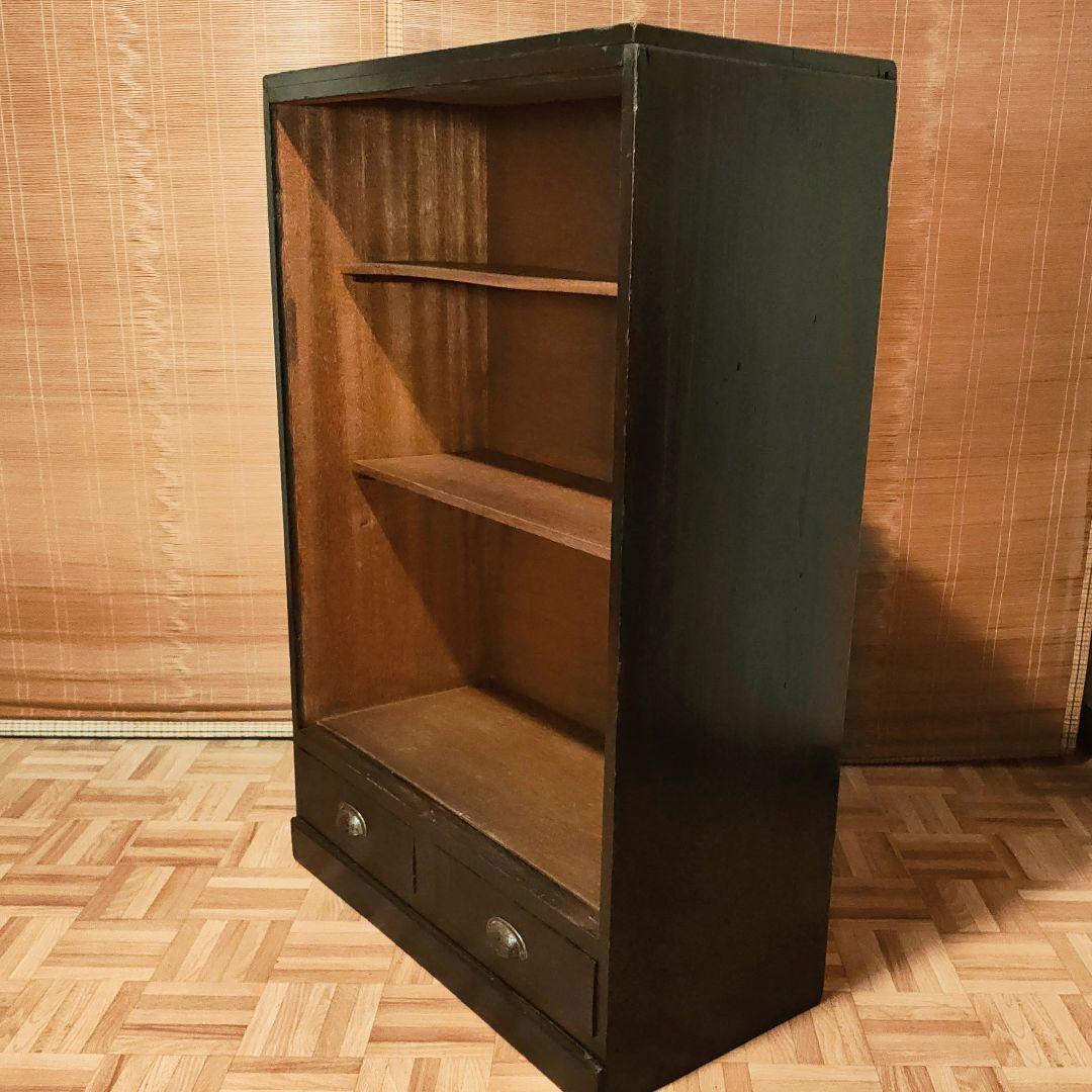 木製本棚　小引き出し2杯　オープンラック　食器棚　昭和レトロ　古家具