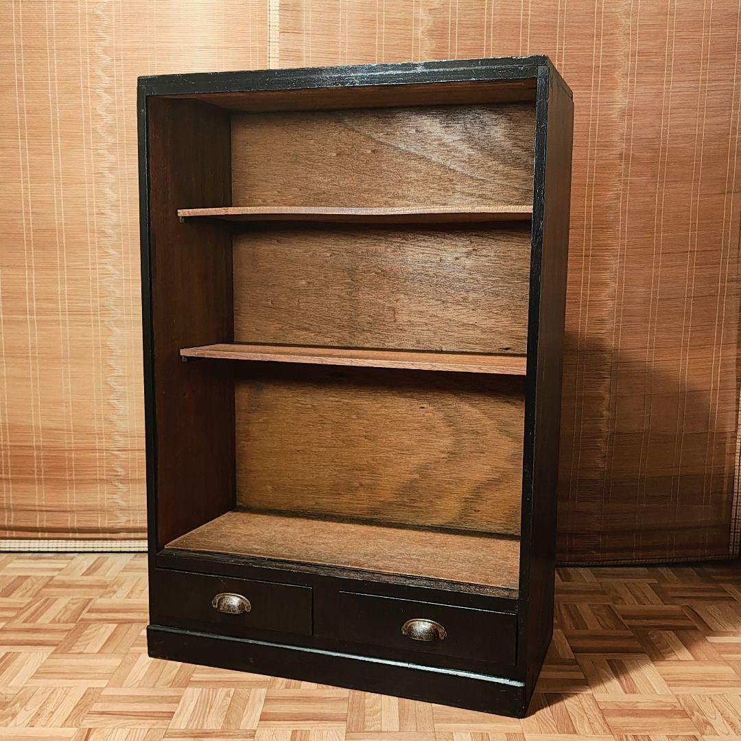 木製本棚　小引き出し2杯　オープンラック　食器棚　昭和レトロ　古家具