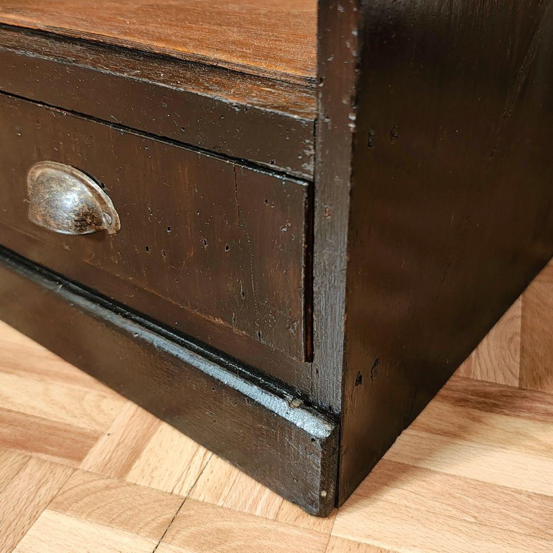 木製本棚　小引き出し2杯　オープンラック　食器棚　昭和レトロ　古家具