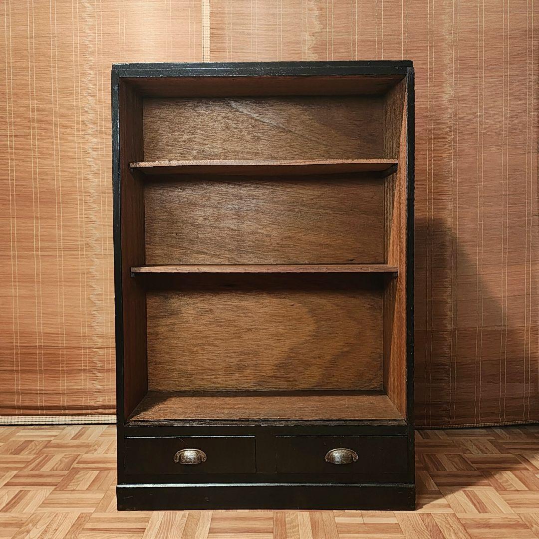 木製本棚　小引き出し2杯　オープンラック　食器棚　昭和レトロ　古家具