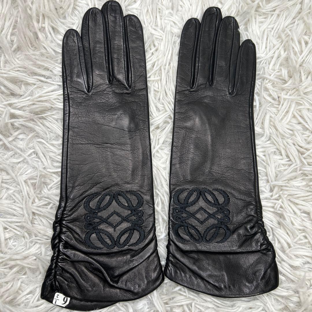 LOEWE ロエベ グローブ レザー ブラック　手袋　ロゴ　アナグラム　ブラック
