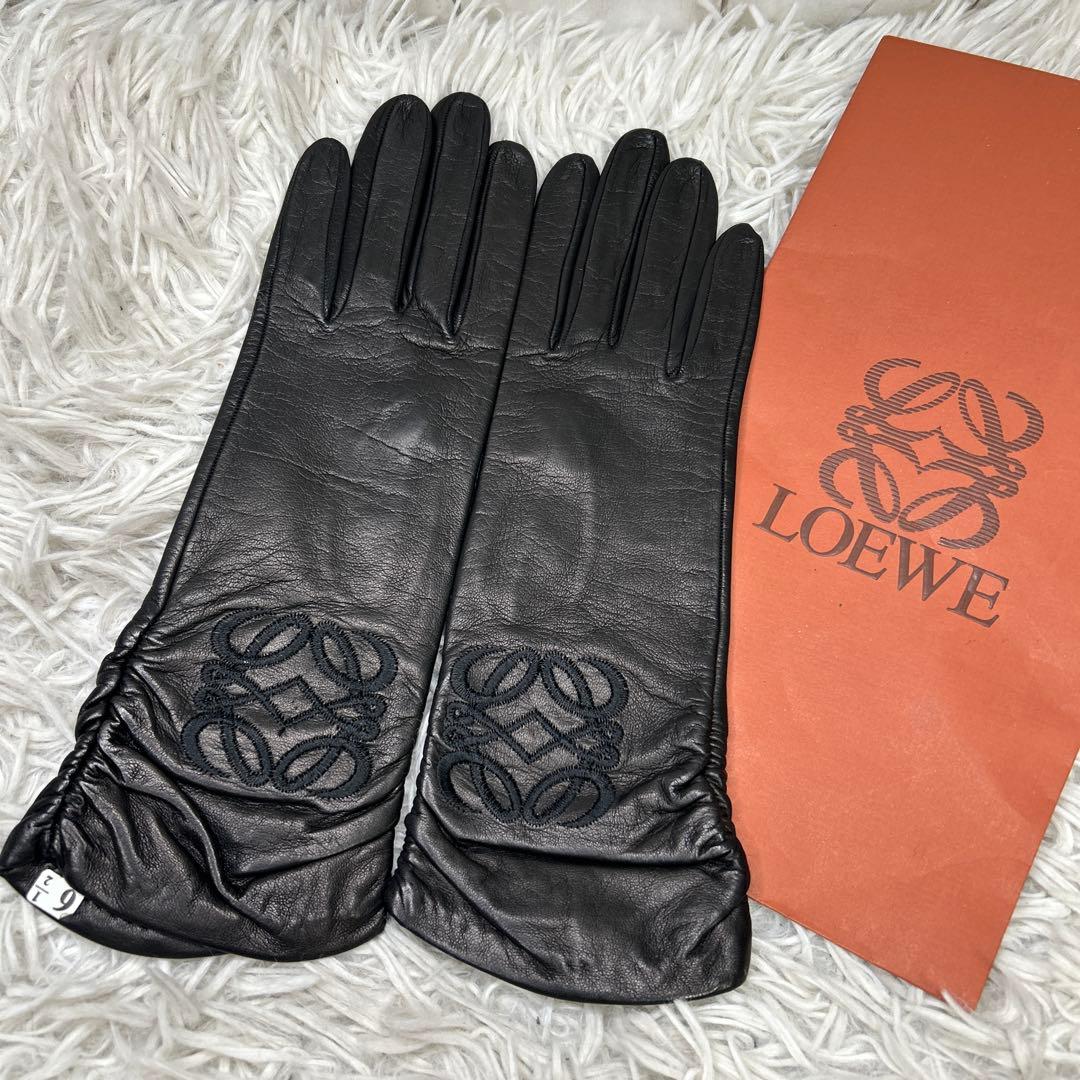 LOEWE ロエベ グローブ レザー ブラック　手袋　ロゴ　アナグラム　ブラック