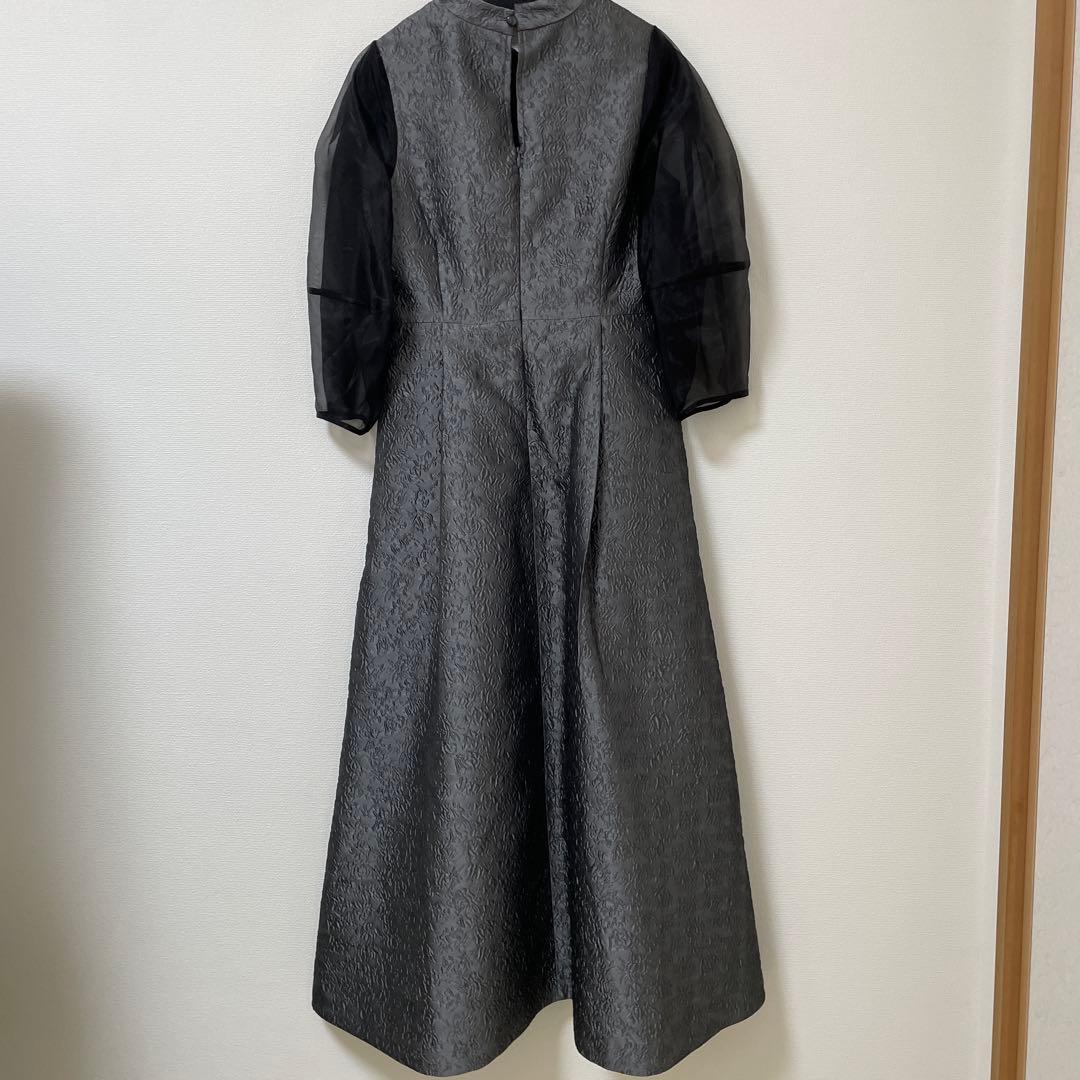 ルイルエブッティック　シアーランタンスリーブふくれジャカードドレス