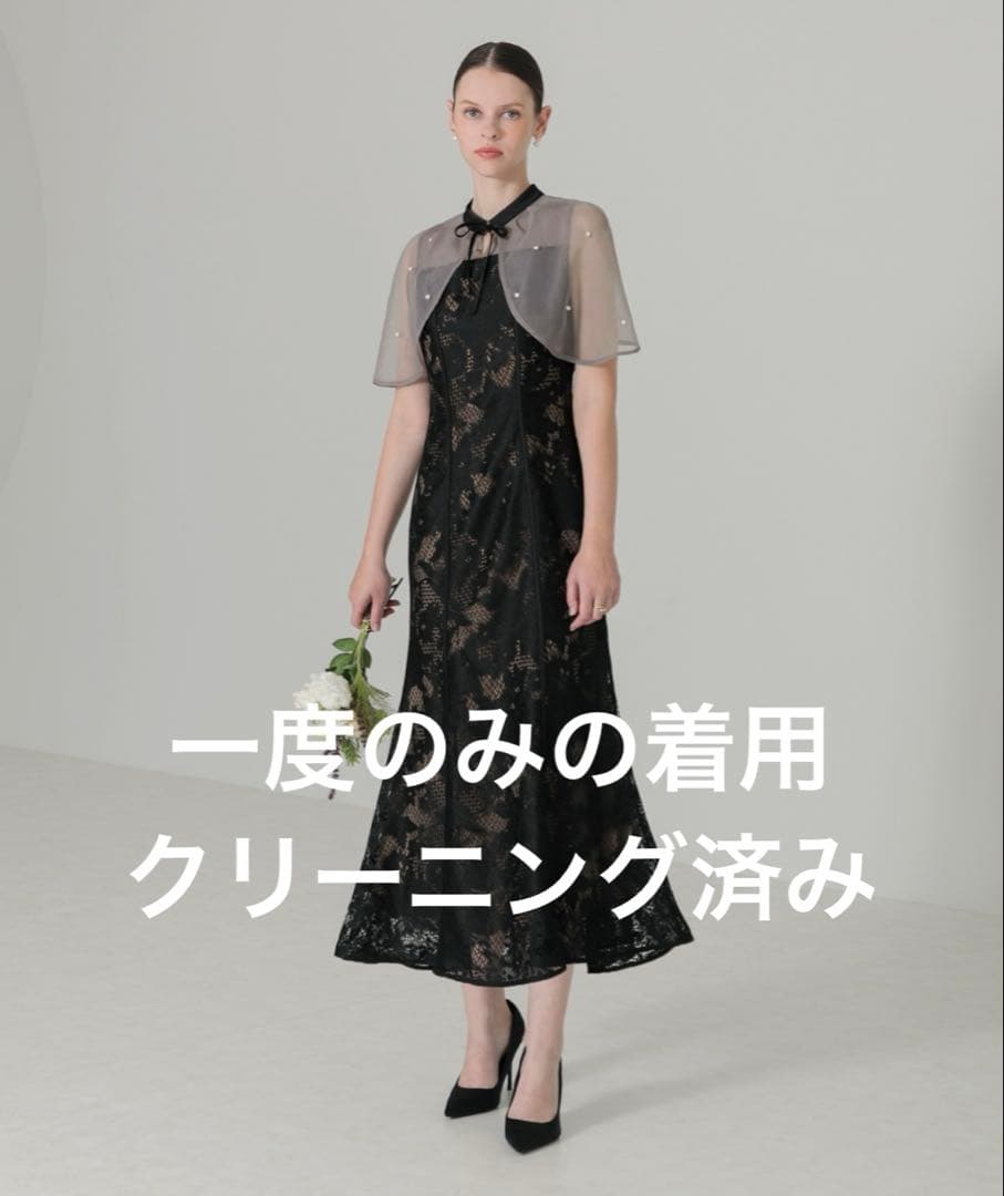 leja ケープ風ボレロ付きオーガンジーボレロキャミワンピース　黒