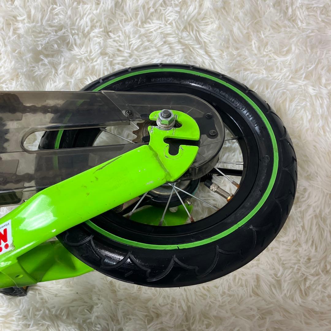 ハル【未使用級】 へんしんバイク 12インチ 緑 スタンド＆補助輪セット