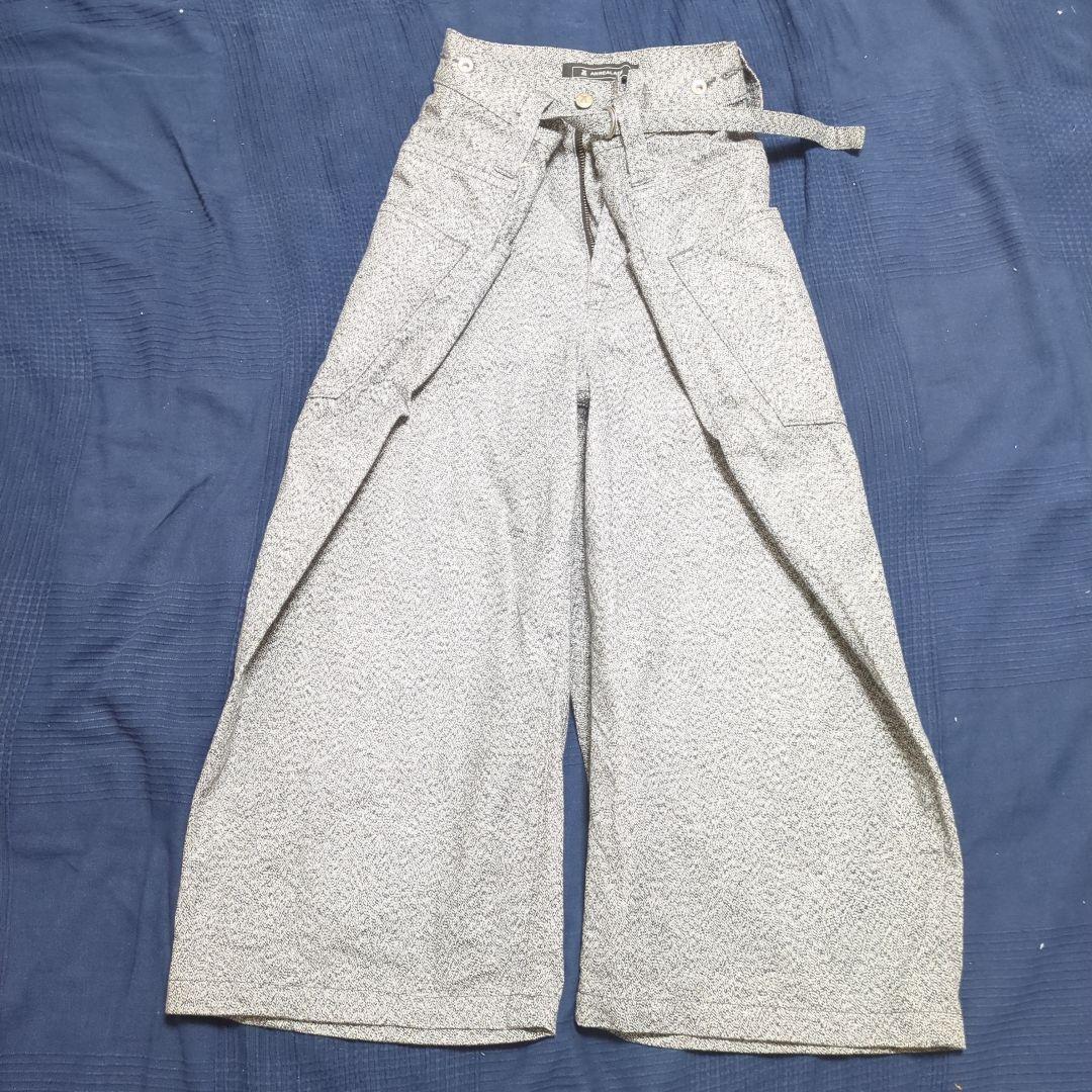 ANREALAGE グレー系 ワイドパンツ 38　小倉縞縞