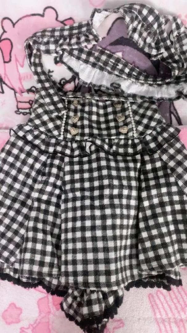 リズリサ ギンガムツイードサスペンダー付きスカパン