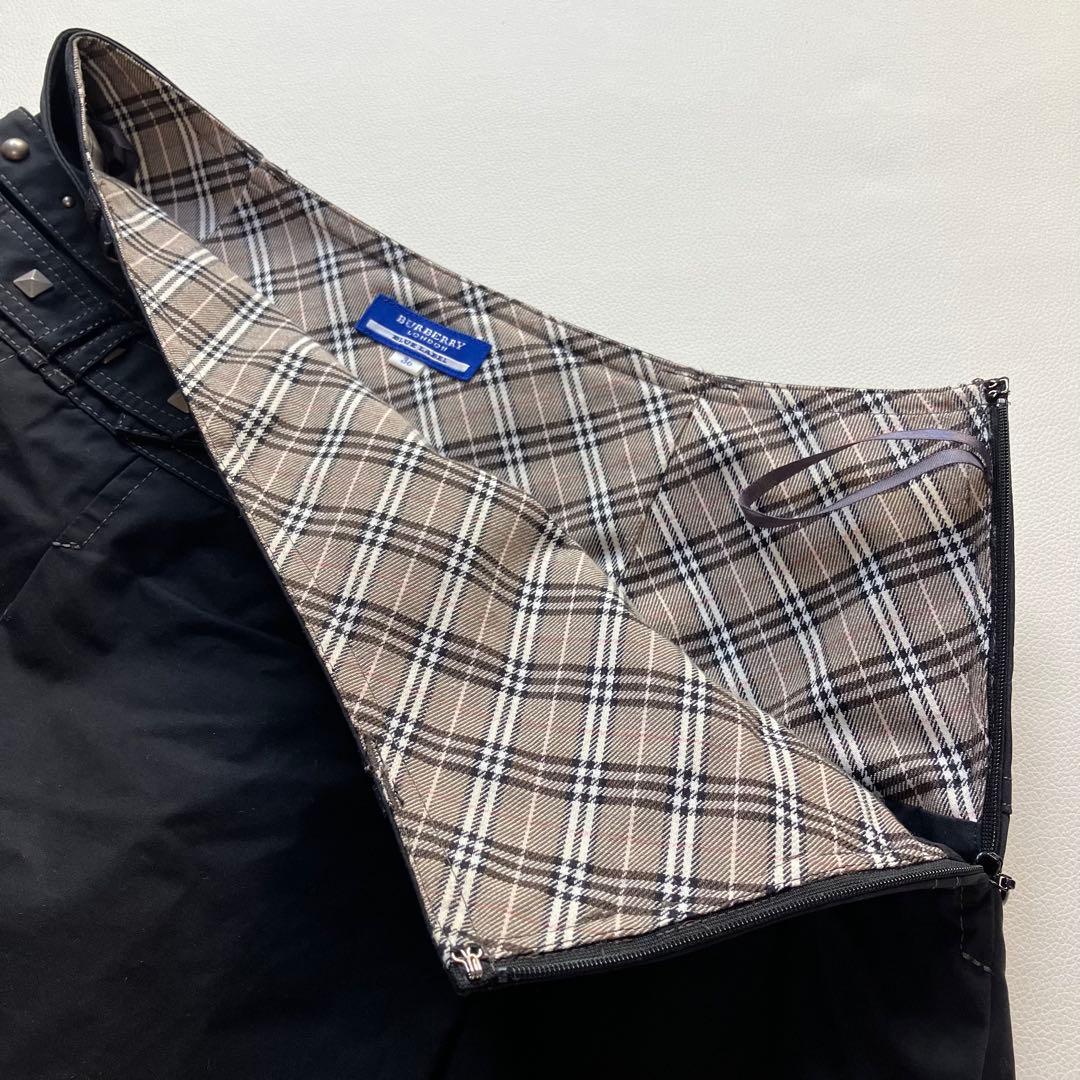 希少 美品 バーバリー スタッズ プリーツ 牛革 キュロットスカート