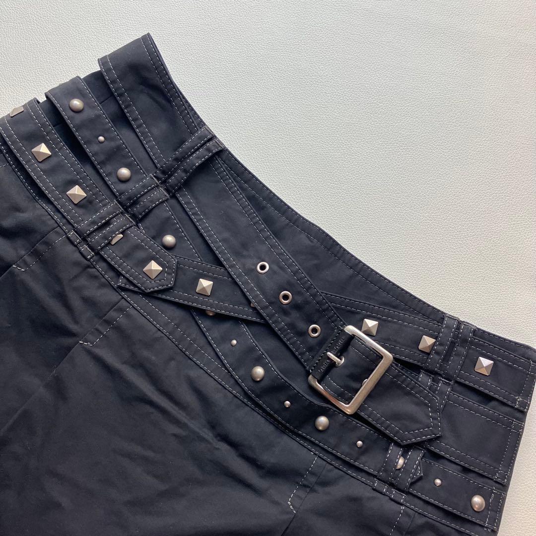 希少 美品 バーバリー スタッズ プリーツ 牛革 キュロットスカート