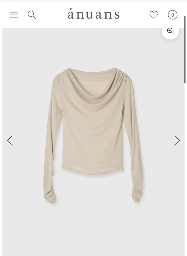 anuans アニュアンス　ギャザードレープカットトップス