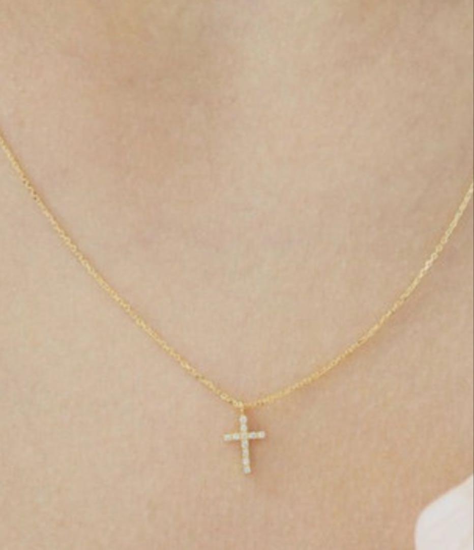 K18 jupiter gold label ダイヤクロスネックレス