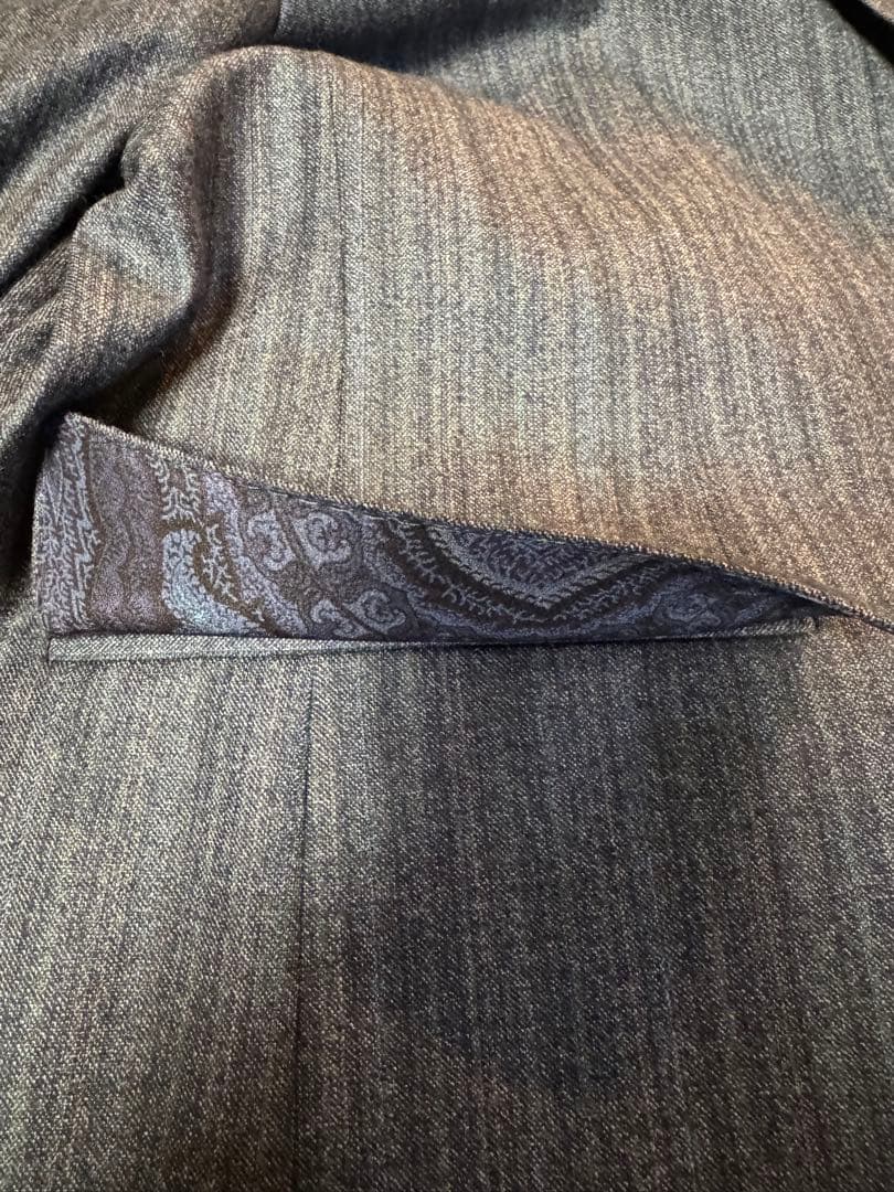 未使用！エトロ ブルーグレーストライプ48