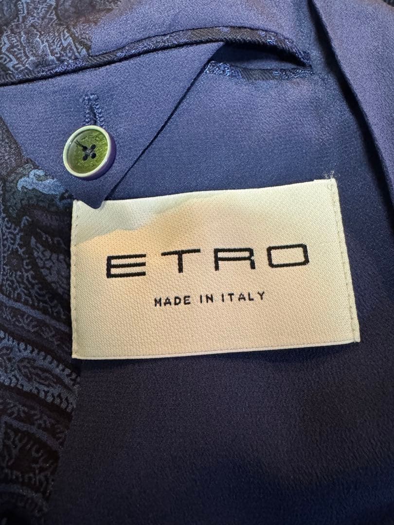 未使用！エトロ ブルーグレーストライプ48