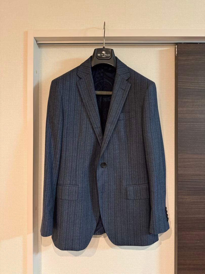 未使用！エトロ ブルーグレーストライプ48