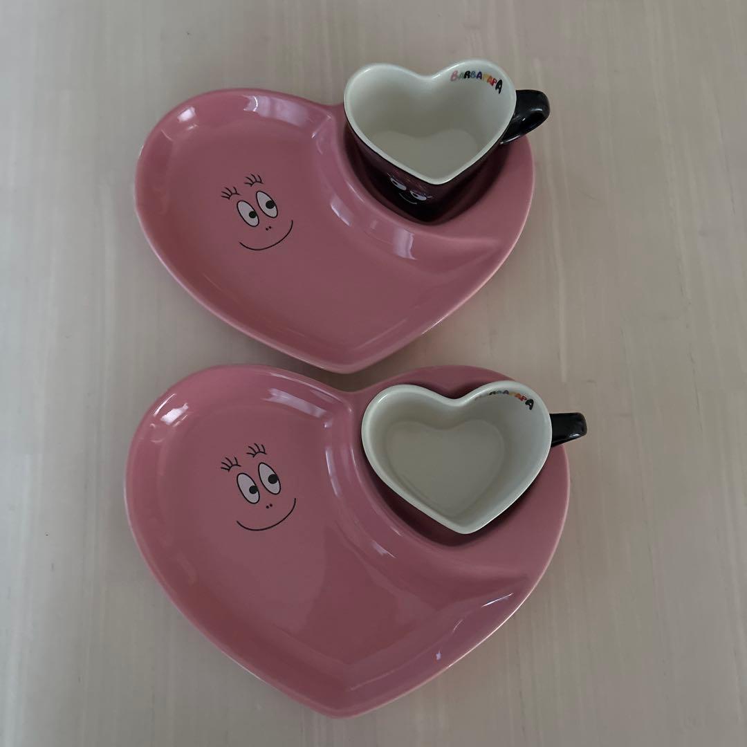 値下げ　新品　未使用　バーバパパ　モーニングセット　皿　カップ　2セット　ハート