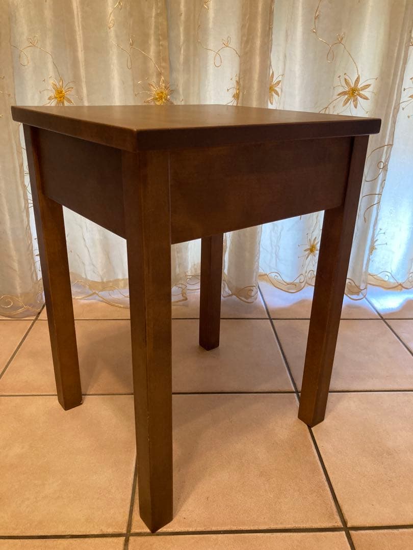 無印良品　木製サイドテーブル 引き出し付き ブラウン