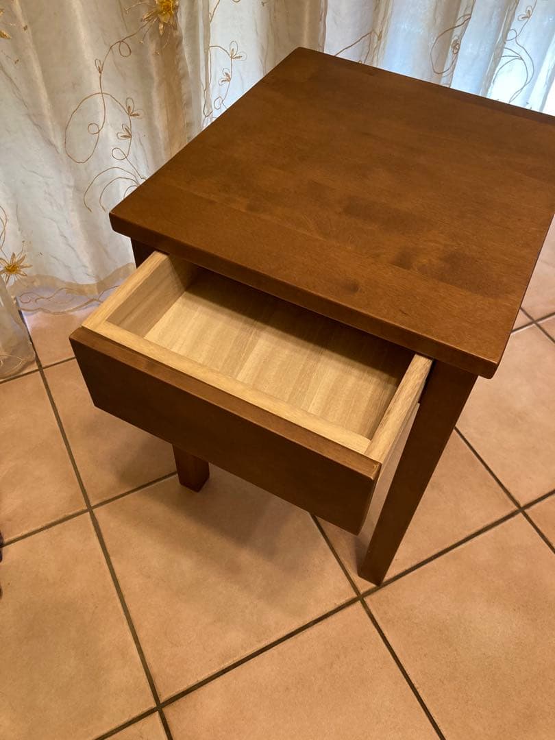 無印良品　木製サイドテーブル 引き出し付き ブラウン