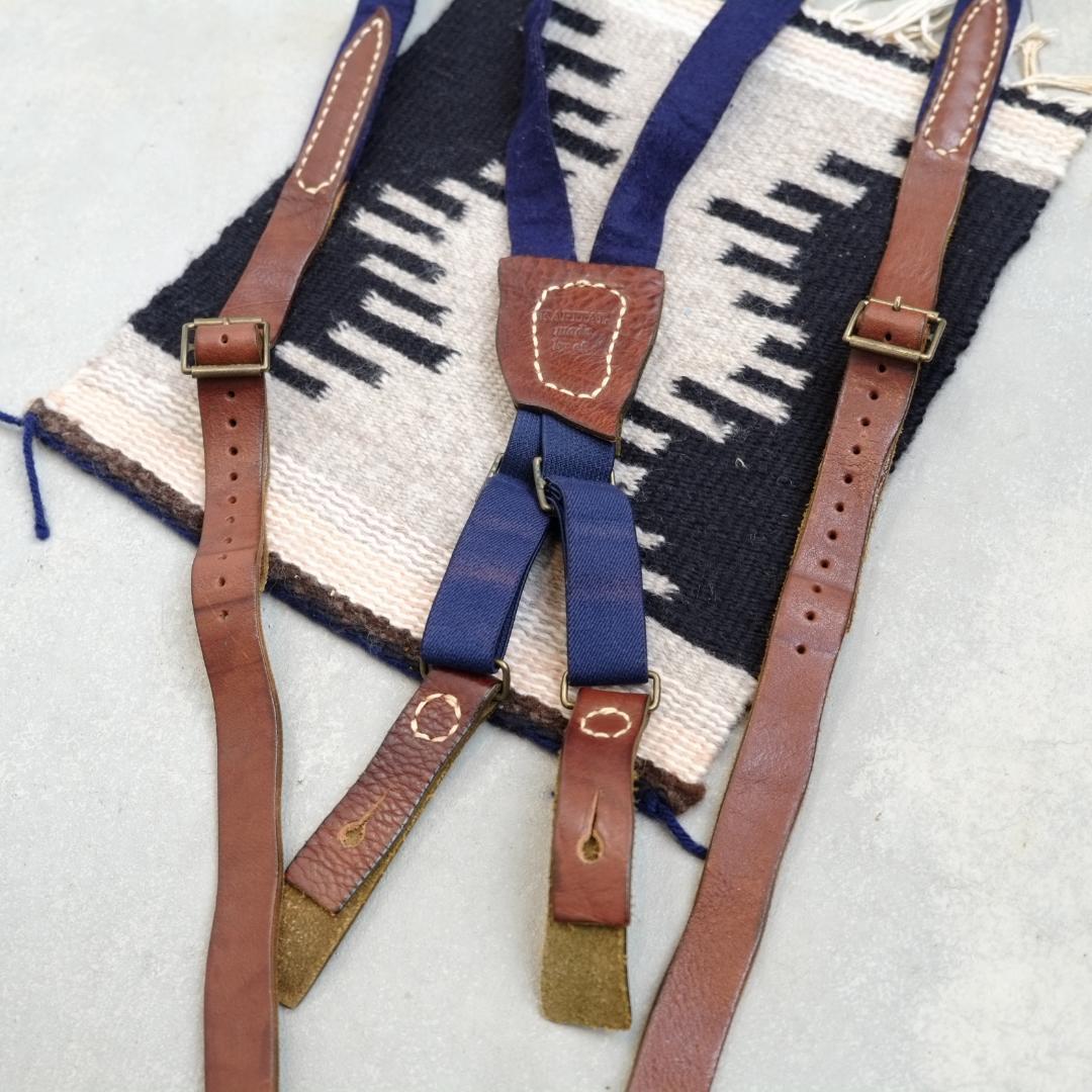 【希少】KAPITAL キャピタル レザー×フェルト サスペンダー ボタン式