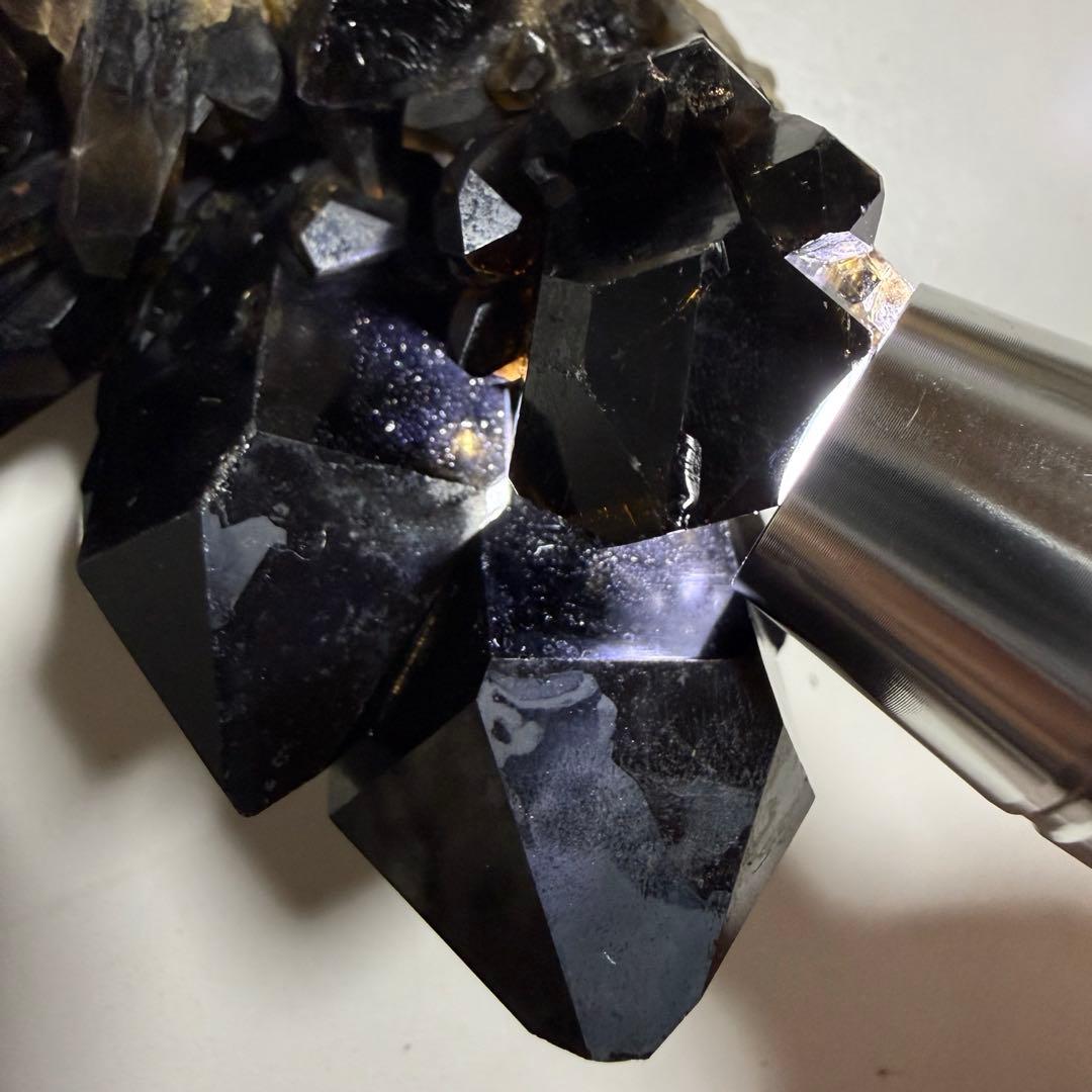 黒水晶 モリオン クラスター 台座付 漆黒 コンゴ産 原石 天然石 魔除け