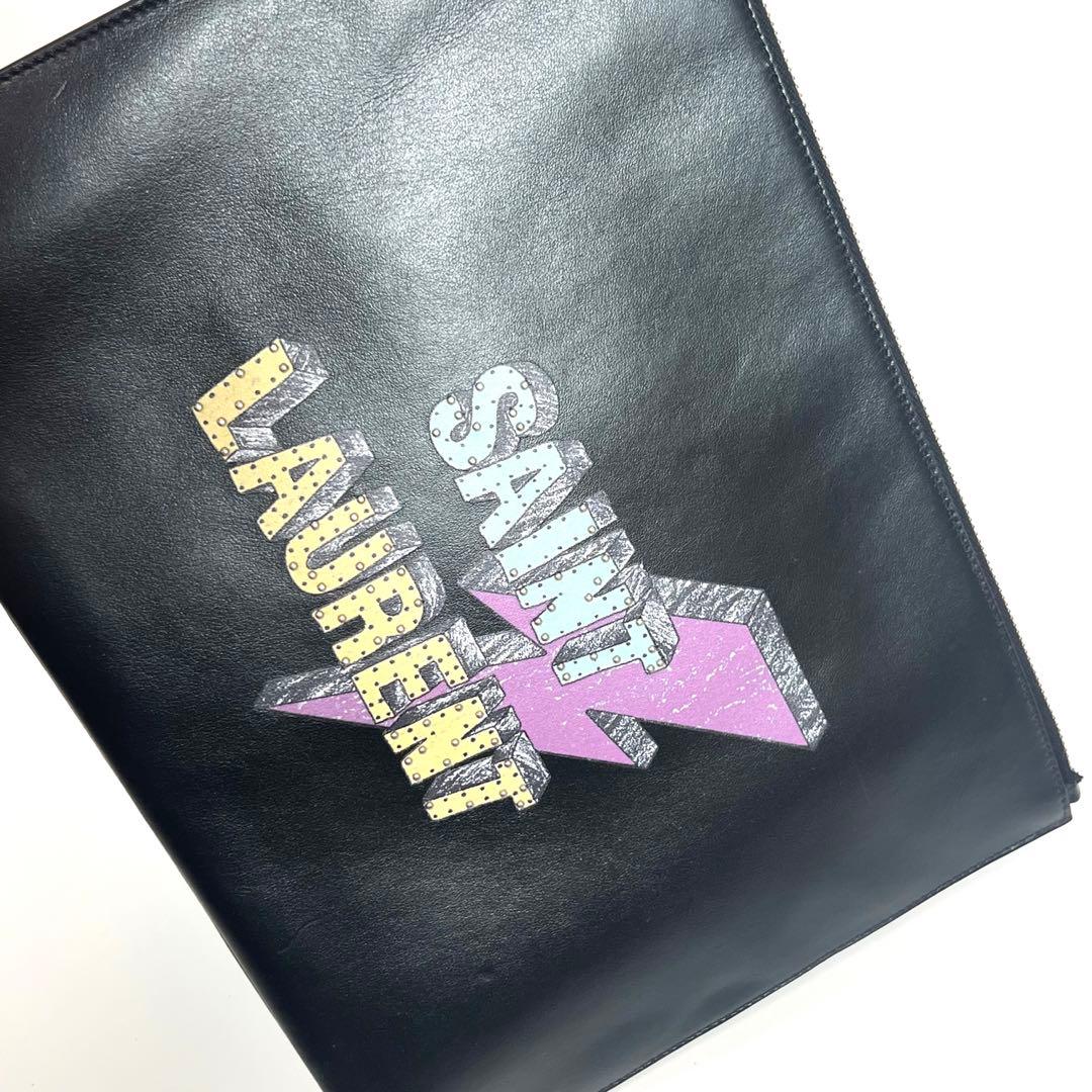 【美品】 サンローランパリ スターパッチ レザー クラッチバッグ 397295