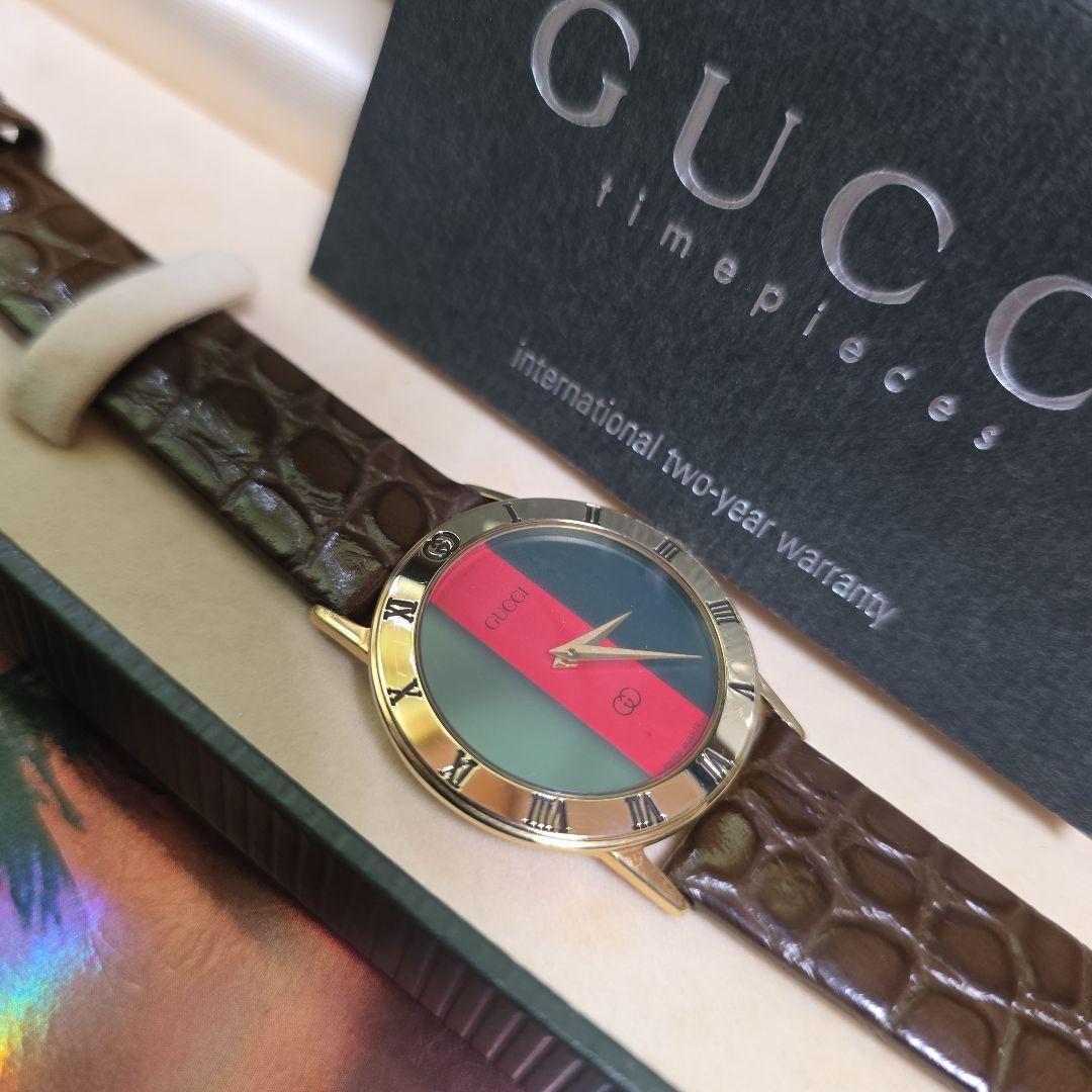 ⭐【超美品レア】グッチ3100.jシェリーライン腕時計(新品電池稼働品)