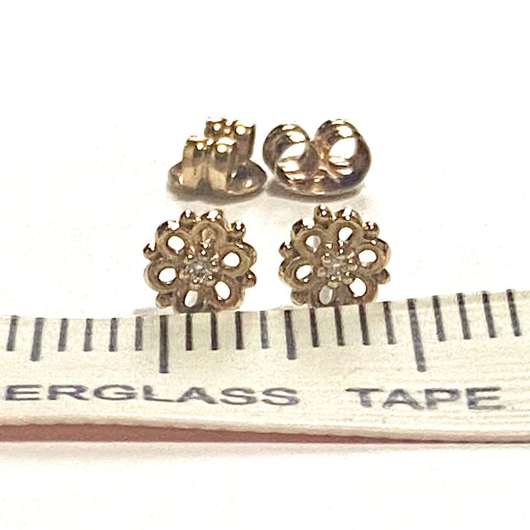 4℃ K10 ダイヤモンド ピアス フルール　美品