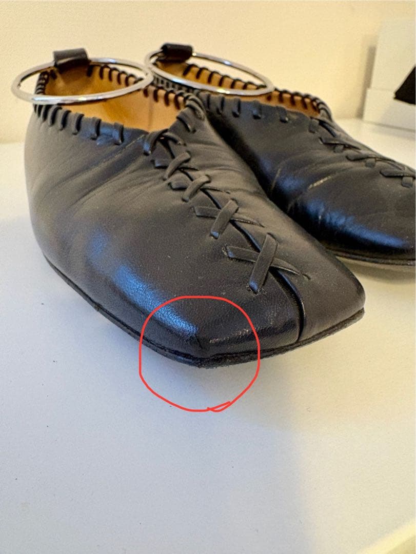 JIL SANDER 黒 編み込み フラットシューズ３７