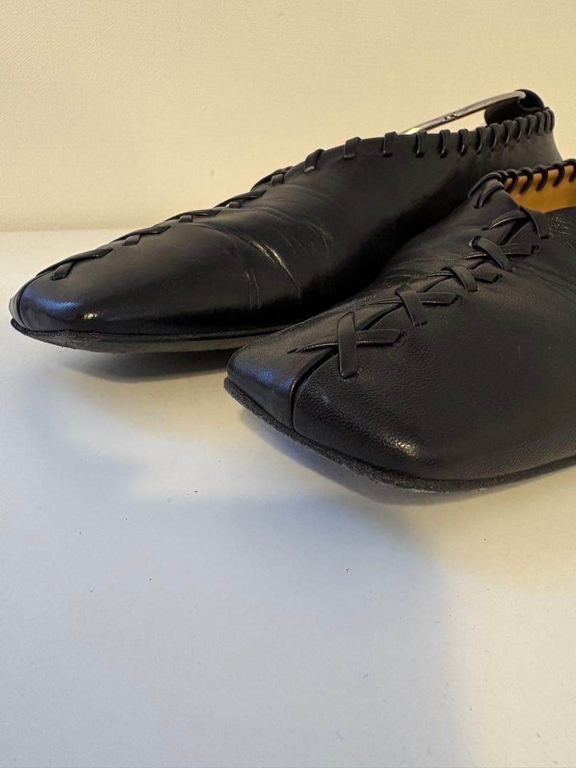 JIL SANDER 黒 編み込み フラットシューズ３７
