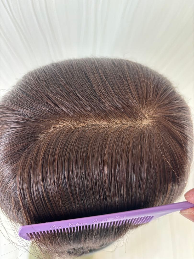 【Ｆ＊】医療用ウィッグ　ダークブラウン ストレートミディアム　人毛１００%