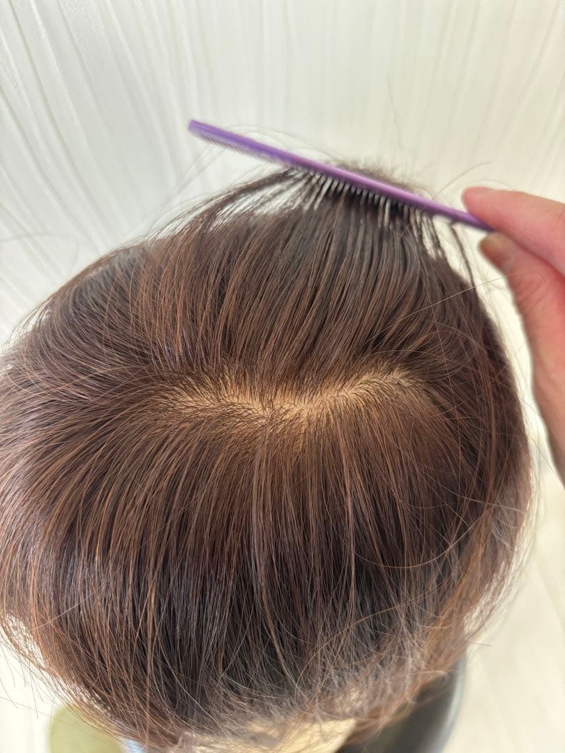 【Ｆ＊】医療用ウィッグ　ダークブラウン ストレートミディアム　人毛１００%