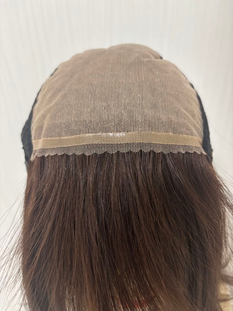 【Ｆ＊】医療用ウィッグ　ダークブラウン ストレートミディアム　人毛１００%