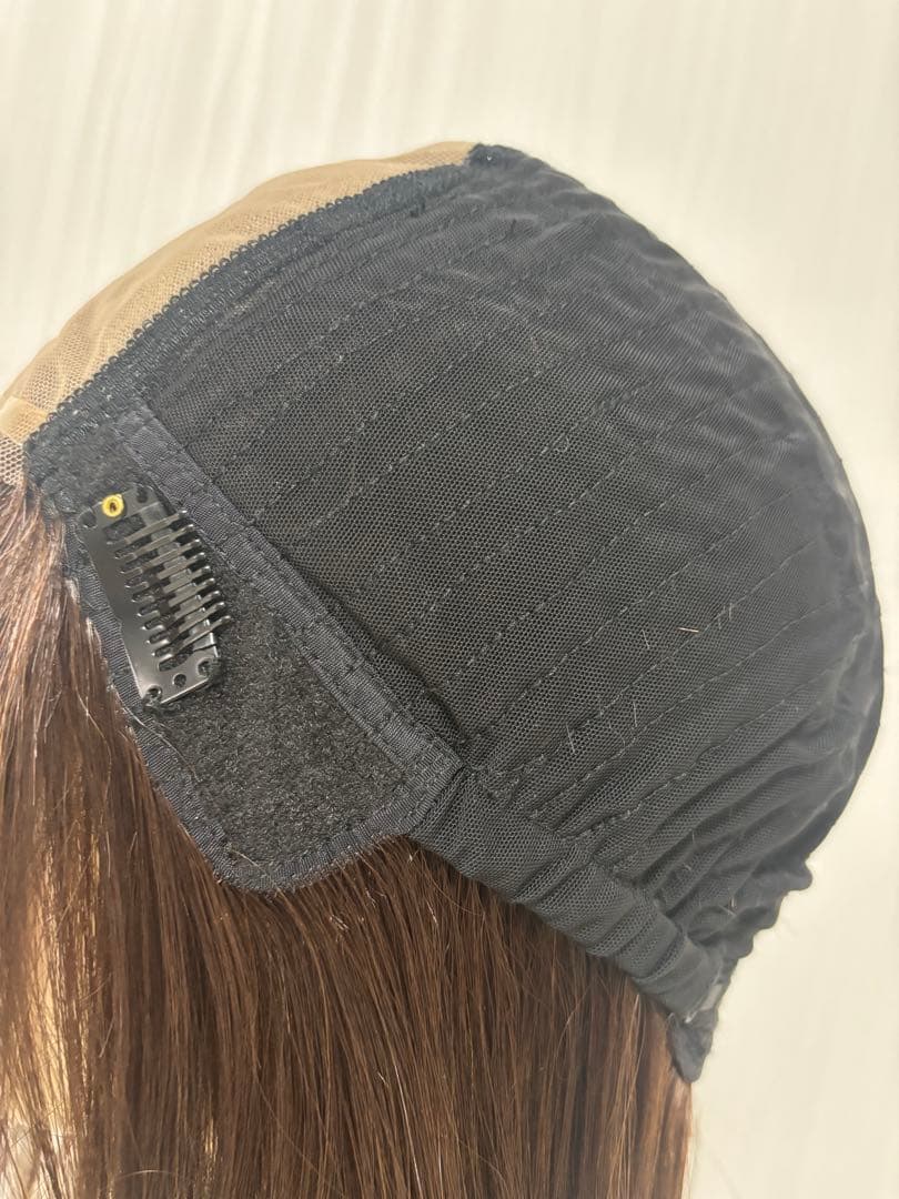 【Ｆ＊】医療用ウィッグ　ダークブラウン ストレートミディアム　人毛１００%