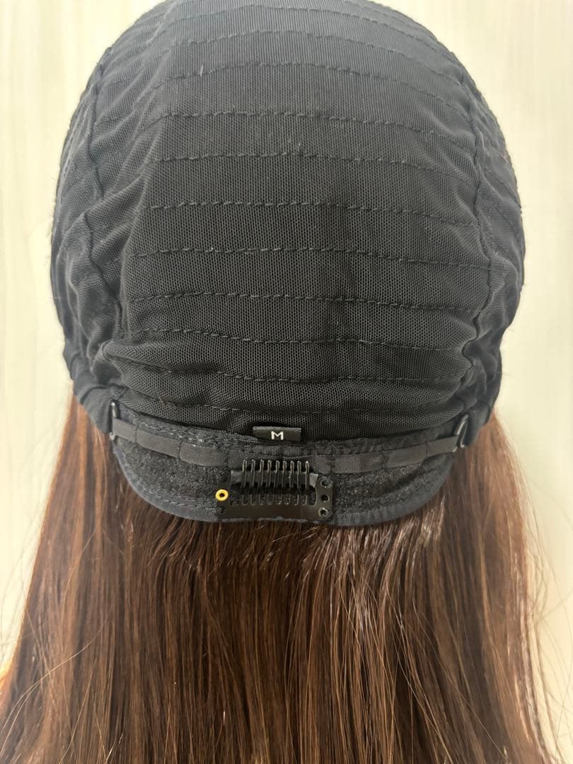 【Ｆ＊】医療用ウィッグ　ダークブラウン ストレートミディアム　人毛１００%