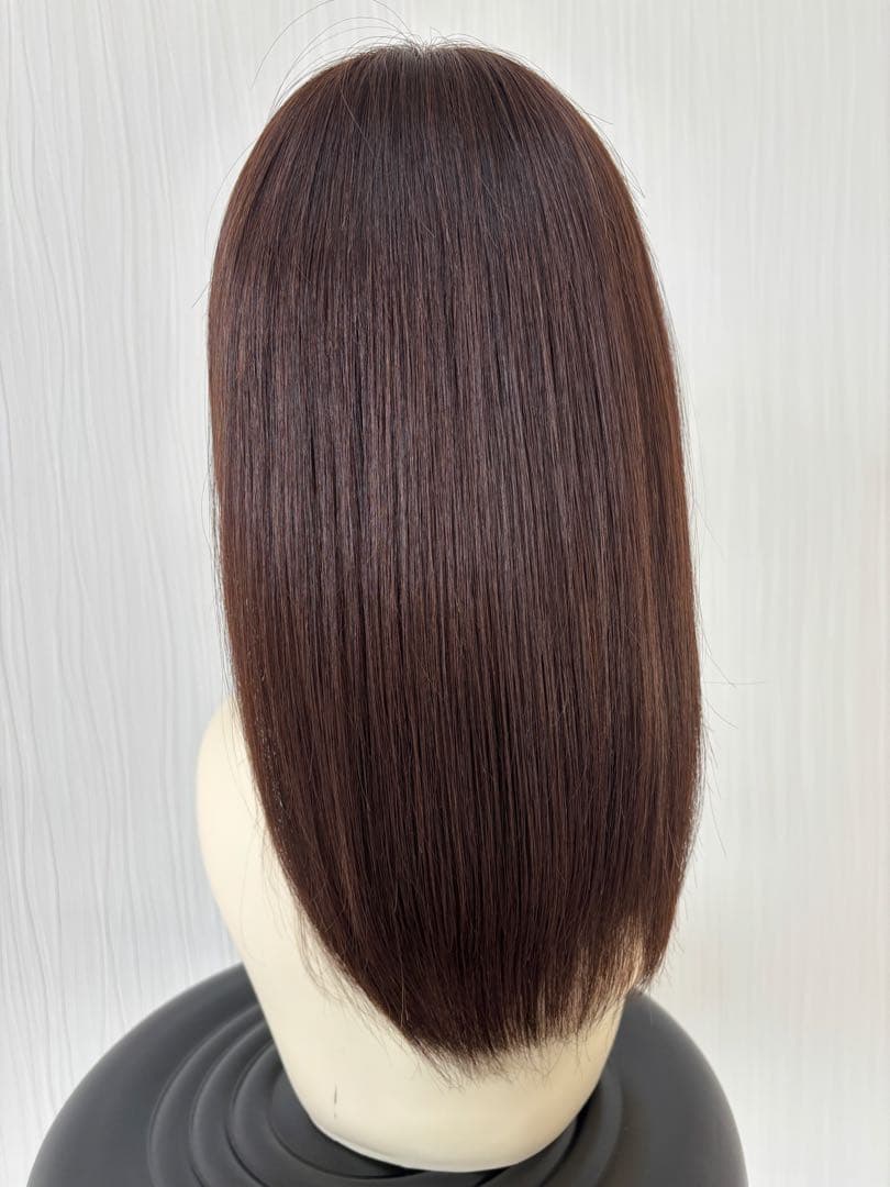 【Ｆ＊】医療用ウィッグ　ダークブラウン ストレートミディアム　人毛１００%
