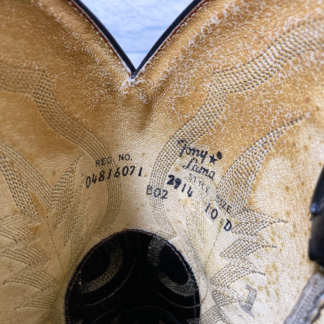 トニーラマ ウエスタンブーツ カウボーイ 10D 本革 USA ブラック 黒