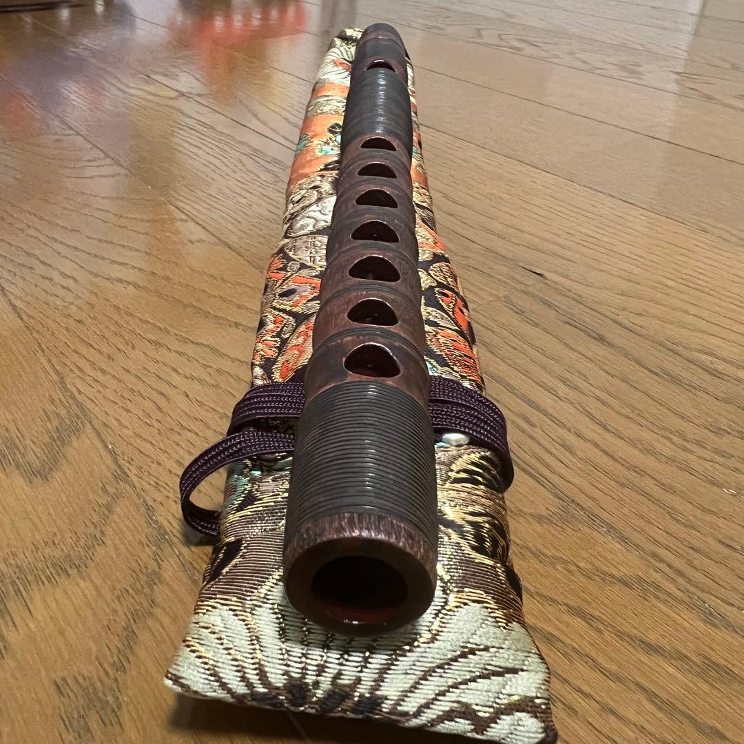 龍笛 本管 籐巻 煤竹 ※専用笛袋付