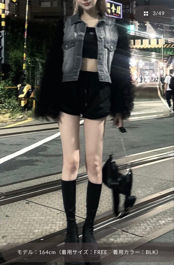 ボリュームチュールデニムGジャン　BLK