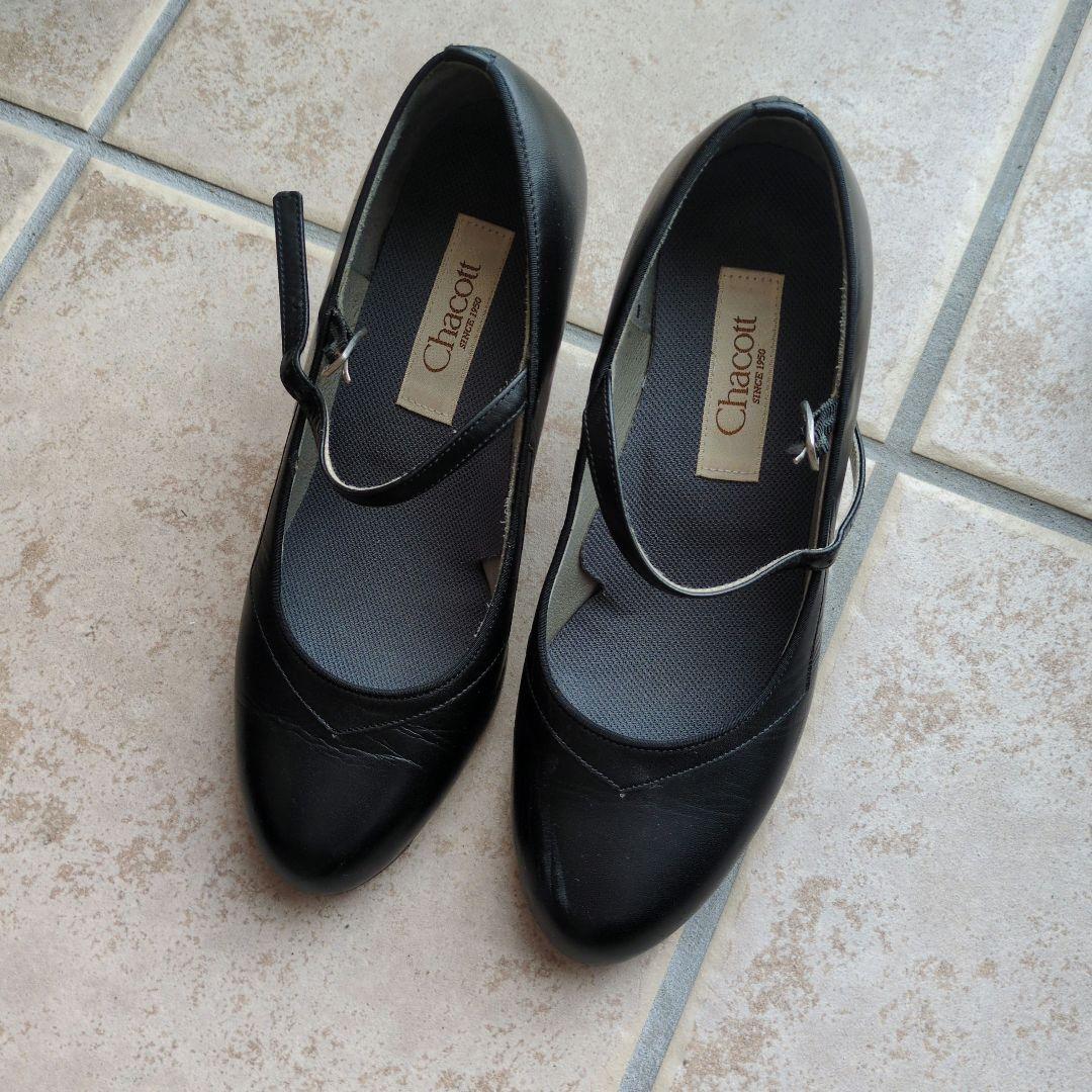 Chacott ブラック フラメンコシューズ ヒール付き