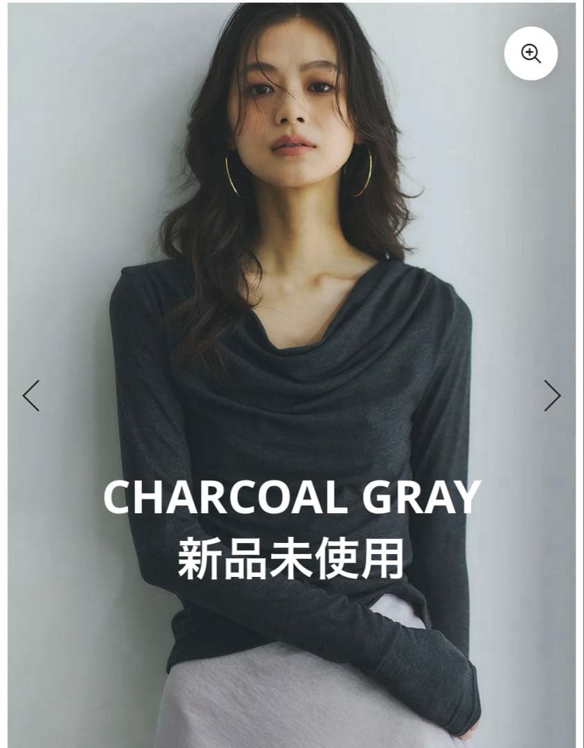 anuans ギャザードレープカットトップス CHARCOAL GREY
