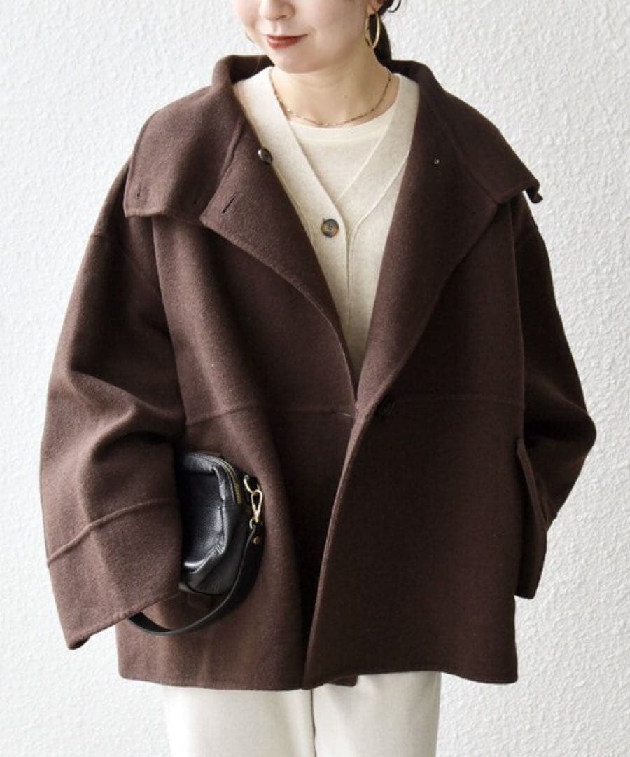 ★美品★SHIPS any【シップスエニィ】リバースタンドカラー ポンチョコート