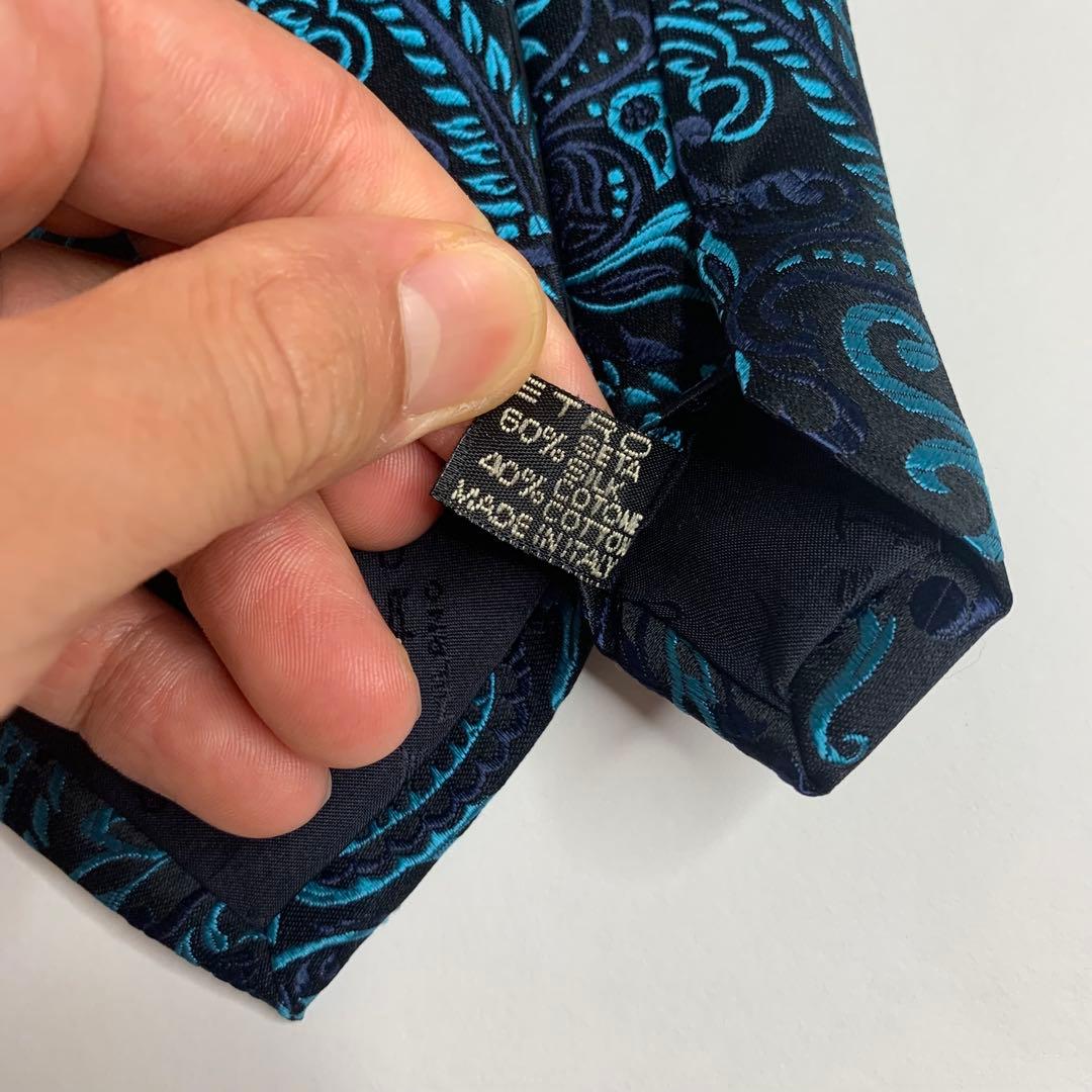 ETRO ペイズリー ボタニカル 花柄 ジャカード シルク混 ネクタイ