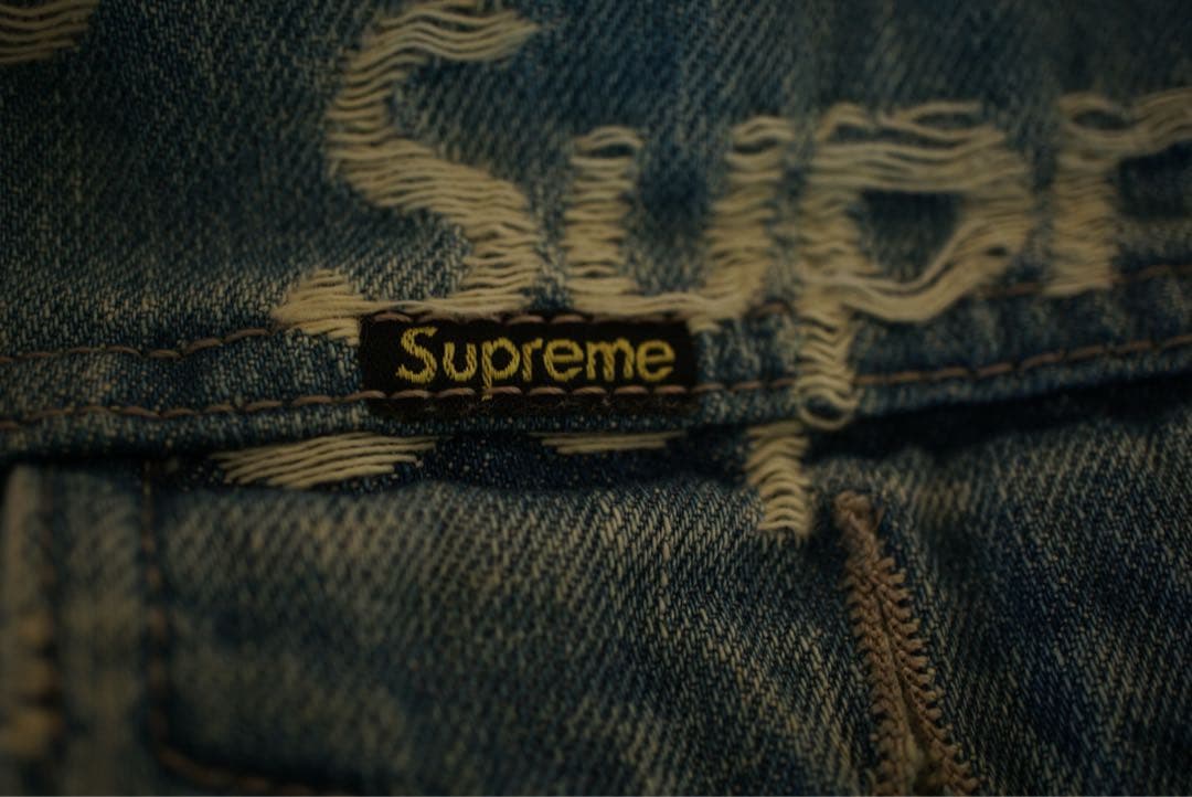 ジャケット・アウター XL Supreme Frayed Logos Denim Trucker