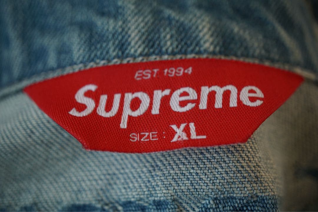 ジャケット・アウター XL Supreme Frayed Logos Denim Trucker