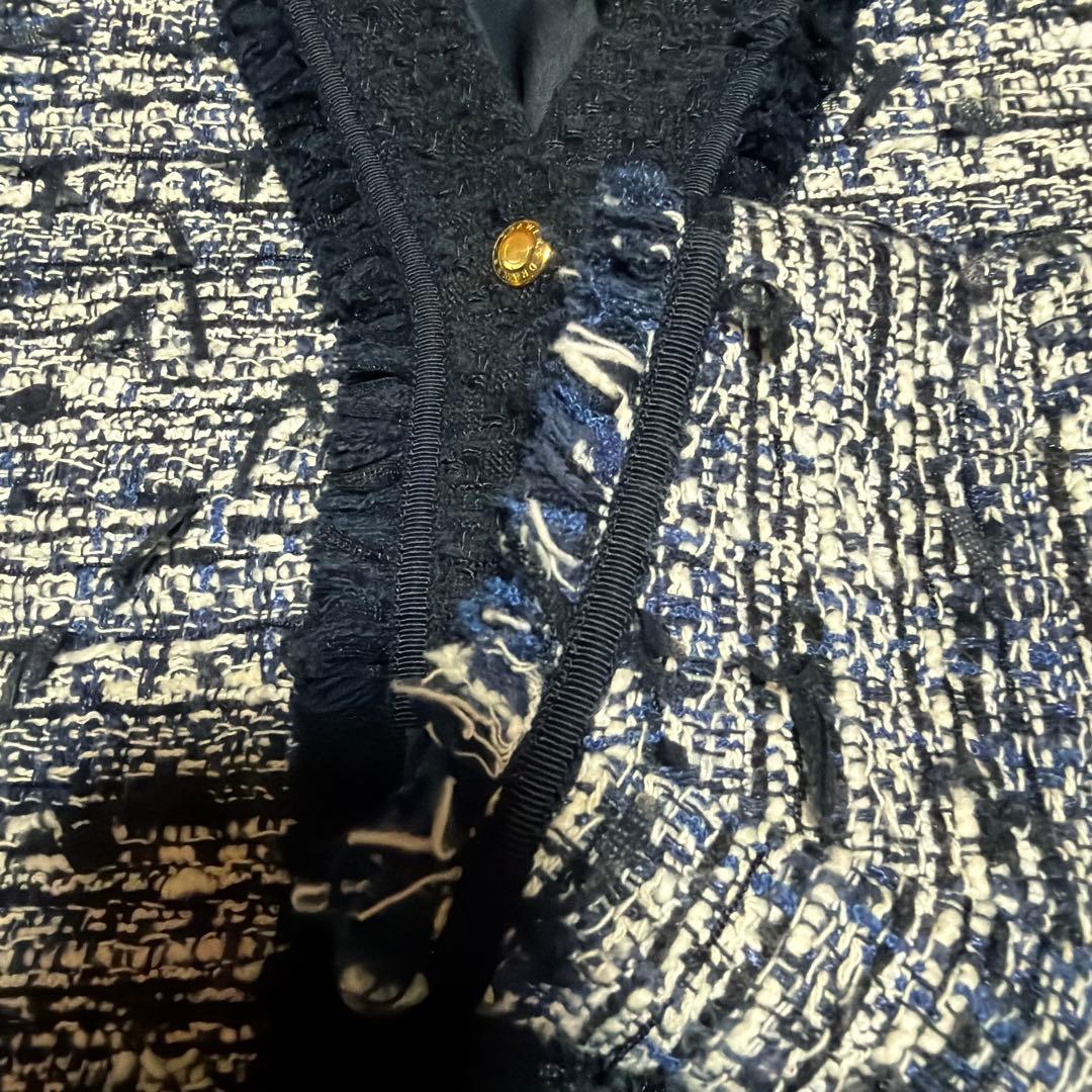 【美品】Drawer ツイードジャケット 38ブルー14.8万円 金ボタン