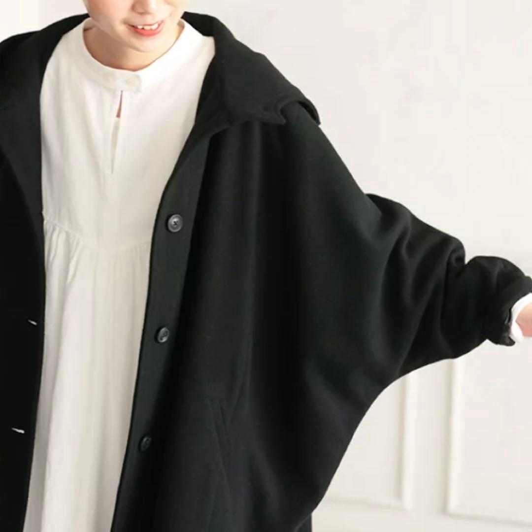 ソウルベリー クロヤギさんからお手紙ついた ふわっとかぶるだけの黒いポンチョ